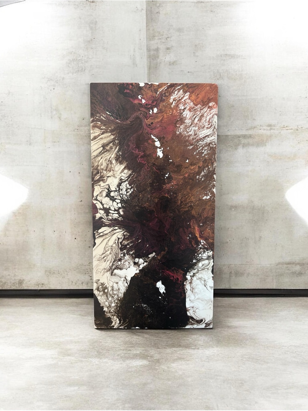 Abstract Fluid Art Canvas in Brown and Cream